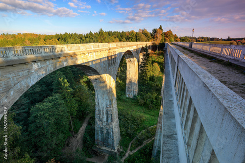 Fototapeta Naklejka Na Ścianę i Meble -  sunset on the bridges in Stańczyki in Poland in Masuria