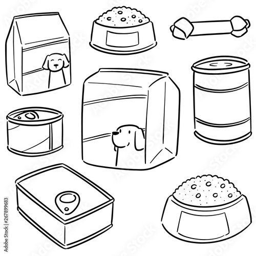 vector set of dog food