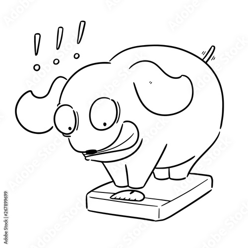 vector of dog on weighing machine