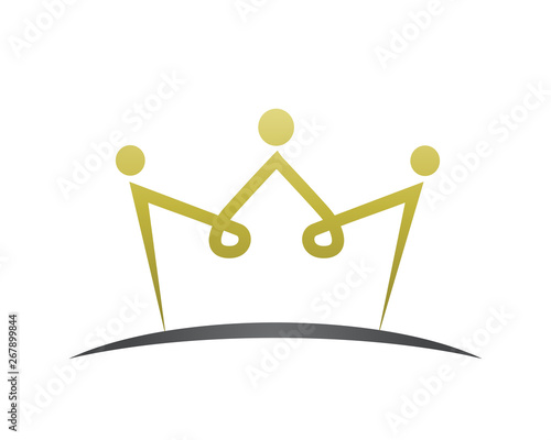 people hold hands to form a crown isolated logo in white background