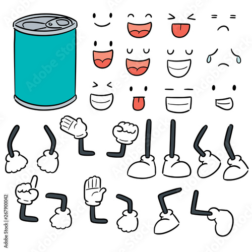 vector set of can cartoon