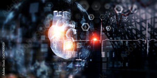 Quadro su tela Medicine research of human heart