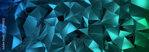 3d ILLUSTRATION, of abstract crystal background, triangular texture, wide panoramic for wallpaper