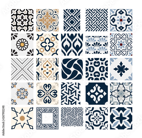 vintage tiles Portuguese patterns antique seamless design in Vector illustration