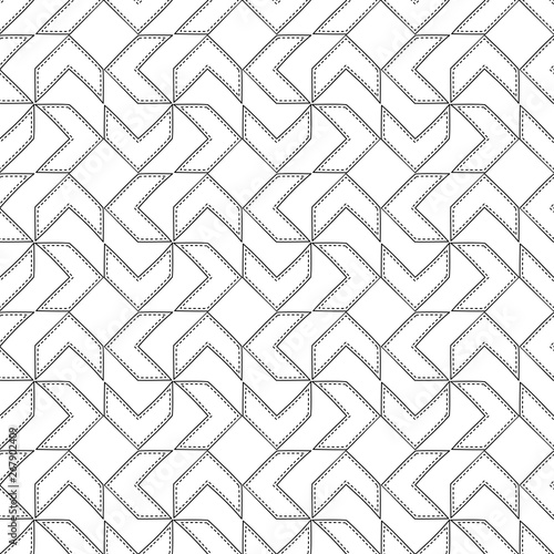 Trendy black and white chevron pattern, chevron arrow with modern sewing detail. Chevron pattern elements isolated on white background. 