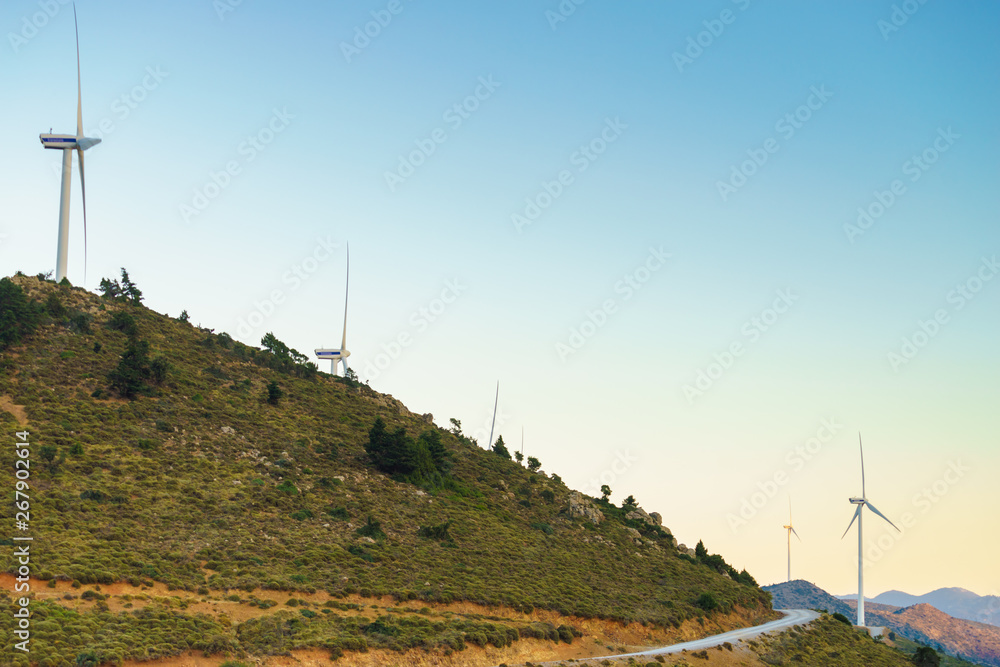 Windmills on Greek hills
