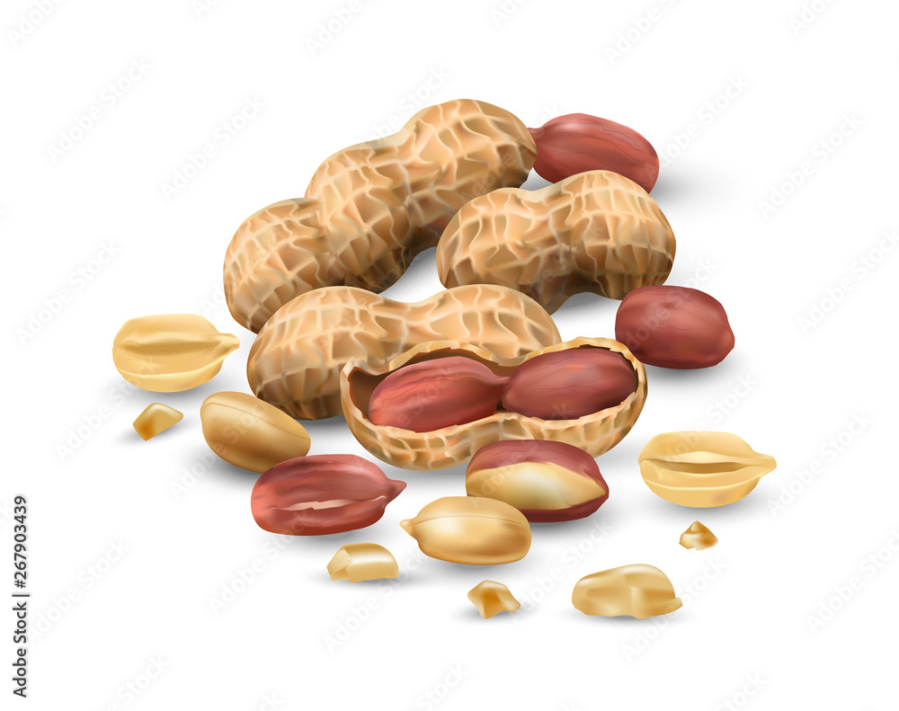 Peanuts isolated on white background for packaging. Protein nutrition. Nuts. Peanuts isolated on white background for packaging. Protein nutrition. Nuts.