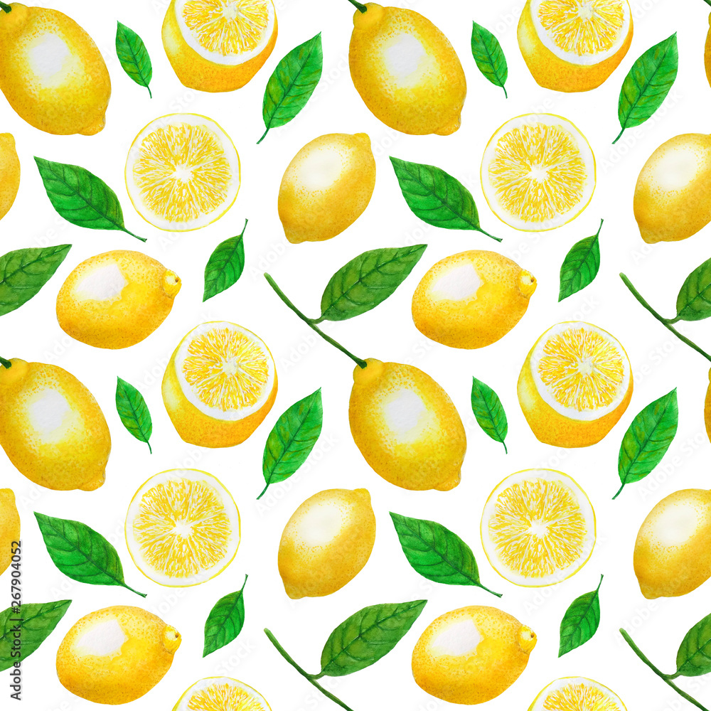 Lemons Watercolor Fruits Citrus Pattern Digital paper seamless illustration set of summer botanical decorations greeting card design Lemons Watercolor Fruits Citrus Pattern Digital paper seamless illustration set of summer botanical decorations greeting card design