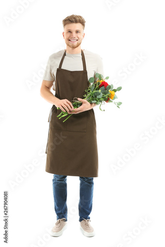Handsome florist on white b...