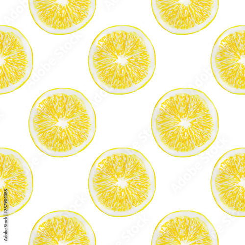Lemons Watercolor Fruits Citrus Pattern Digital paper seamless illustration set of summer botanical decorations greeting card design