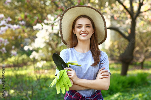 Beautiful female gardener w...