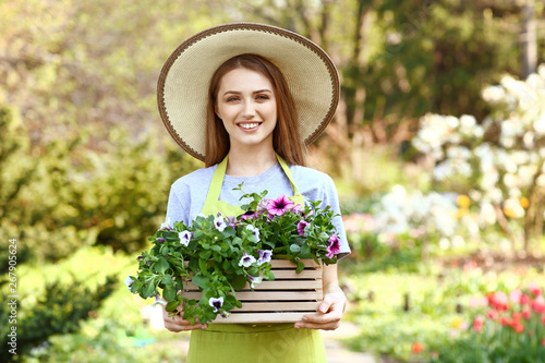 Beautiful female gardener w...