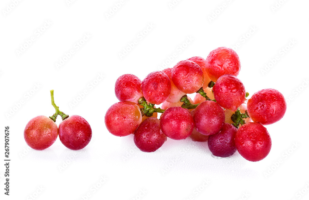 red grapes with water drops isolated on white background red grapes with water drops isolated on white background