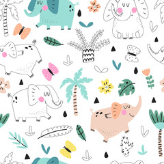 Crédence de cuisine Éléphant patrons Petits éléphants motif doux enfant  © rosypatterns