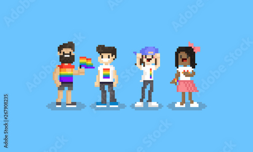 Pixel cartoon LGBT character set.8bit.Pride day. photo