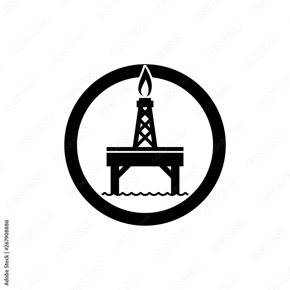 Oil Rig Icon Logo Sign