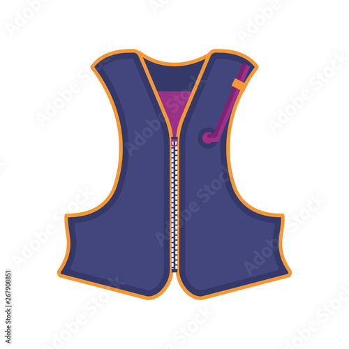 Lifejacket icon in flat design. Boat swimming life vest vector illustration.