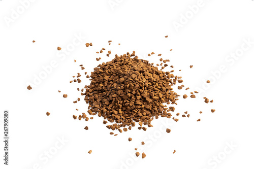 Closeup instant coffee on white background