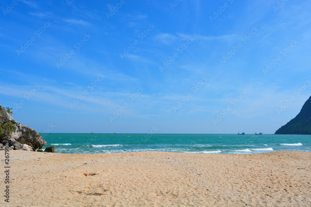 Prachuap Bay. Coast of the Gulf of Thailand in the south of Thailand. Beautiful sea and sky.