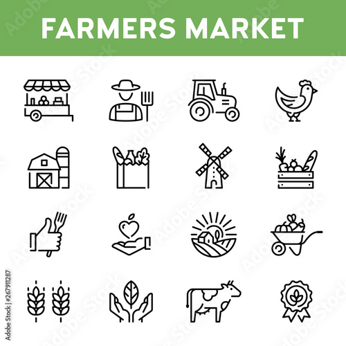 Vector Farmers Market Icon Set