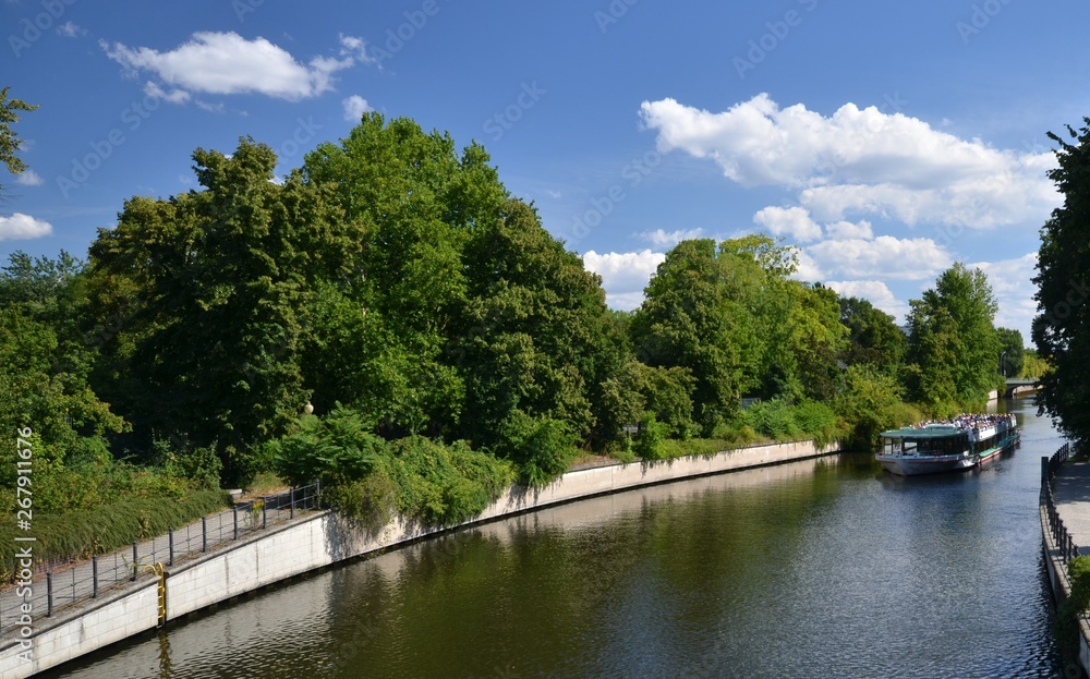 Boat trip on the Landwehrkanal through the Zoological Garden in Berlin on August 25, 2013, Germany