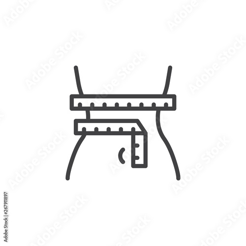 Weight loss line icon. Diet control linear style sign for mobile concept and web design. Women's waist with measuring tape outline vector icon. Symbol, logo illustration. Pixel perfect vector graphics