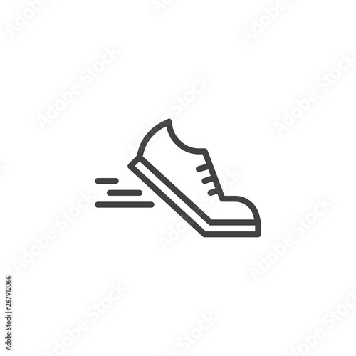 Running shoes line icon. linear style sign for mobile concept and web design. Sport shoe outline vector icon. Symbol, logo illustration. Pixel perfect vector graphics