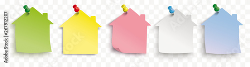 Colored Paper House Stickers Colored Pins Transparent