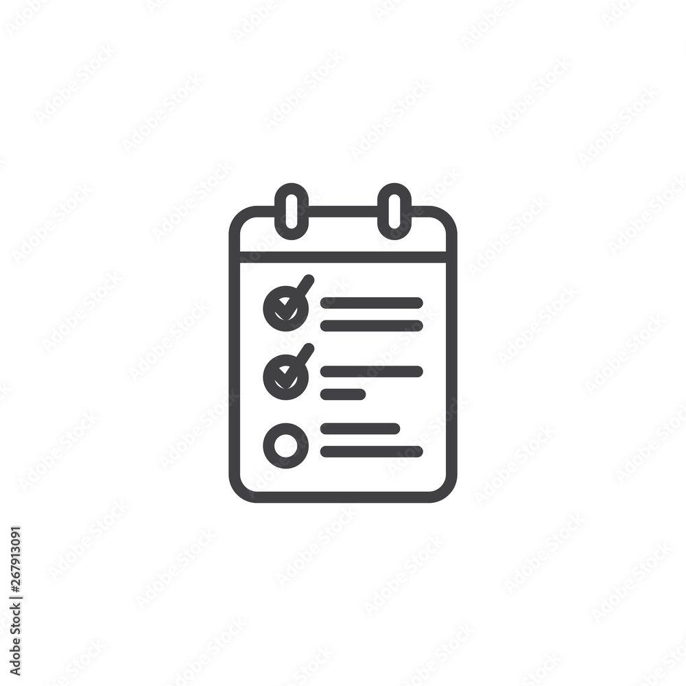 Checklist planner line icon. To Do List linear style sign for mobile concept and web design. Checklist checkmark outline vector icon. Symbol, logo illustration. Pixel perfect vector graphics Checklist planner line icon. To Do List linear style sign for mobile concept and web design. Checklist checkmark outline vector icon. Symbol, logo illustration. Pixel perfect vector graphics