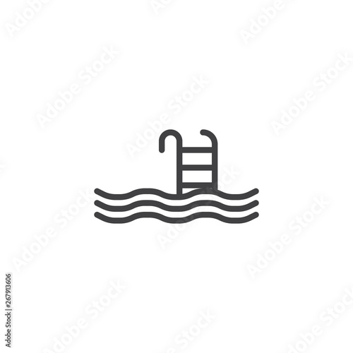 Swimming Pool line icon. linear style sign for mobile concept and web design. Pool ladder swim outline vector icon. Symbol, logo illustration. Pixel perfect vector graphics