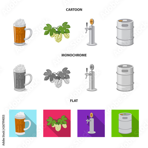 Isolated object of pub and bar logo. Collection of pub and interior stock vector illustration.