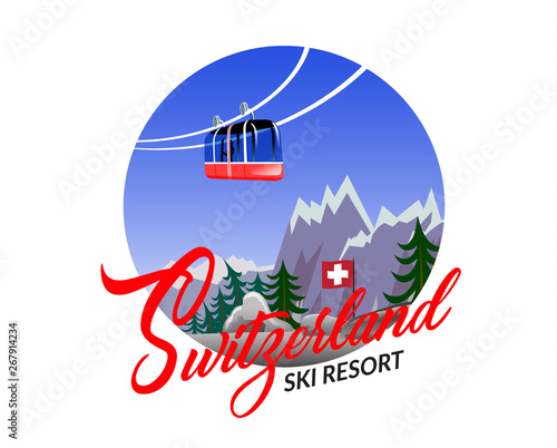 Ski and snowboard resort lettering poster design.