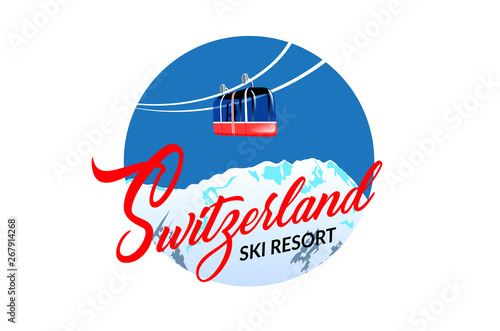 Ski and snowboard resort lettering poster design.