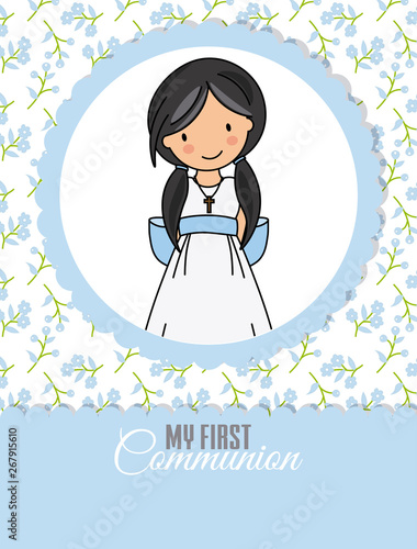 Card my first communion girl