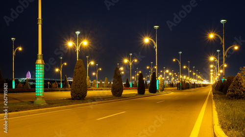 Ashgabat, Turkmenistan, empty street at night