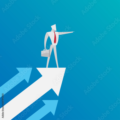 business people concept stand up arrow hold bag paper origami style