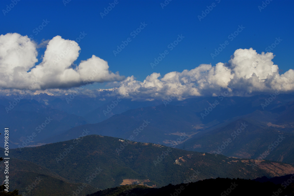 Northern Himalayan Mountain with beautiful clouds from Dochula Pass, Bhutan