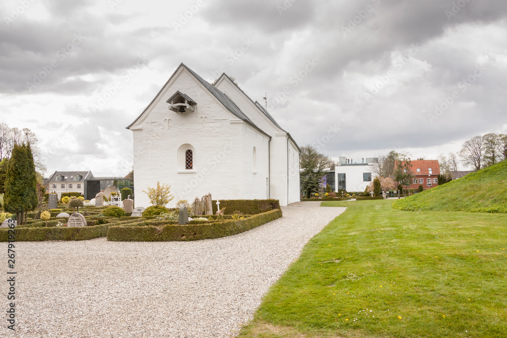 Fototapeta premium White church in Jelling, Denmark.