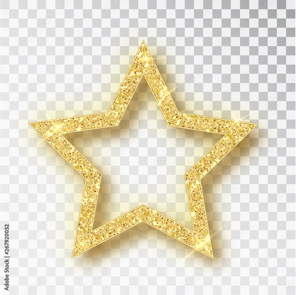 Gold glitter vector star. Golden sparkle luxury design element. Vector particles. - obrazy, fototapety, plakaty 