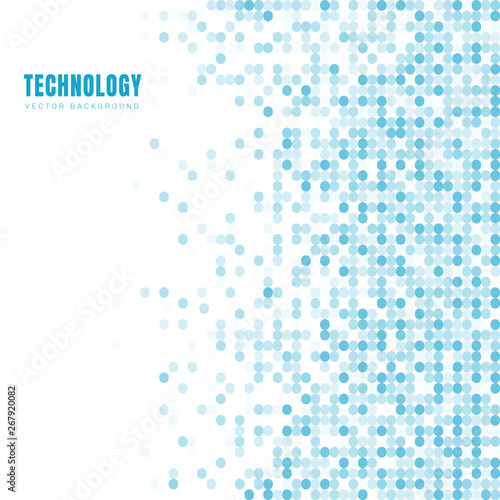 Abstract geometric white and blue oval or circles pattern background and texture with copy space. Technology style. Mosaic grid.