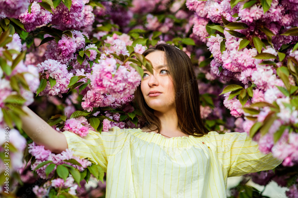 Spring holidays. natural summer beauty. girl in cherry flower. Sakura tree blooming. blossom smell, allergy. skincare and spa. Natural cosmetics for skin. woman in spring flower bloom Spring holidays. natural summer beauty. girl in cherry flower. Sakura tree blooming. blossom smell, allergy. skincare and spa. Natural cosmetics for skin. woman in spring flower bloom