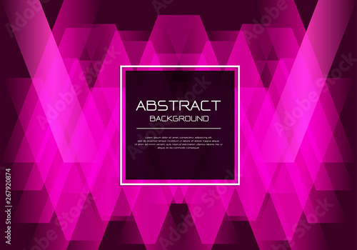 Abstract vector luxury pink neon line woven on black with square banner white frame  template design modern background illustration.