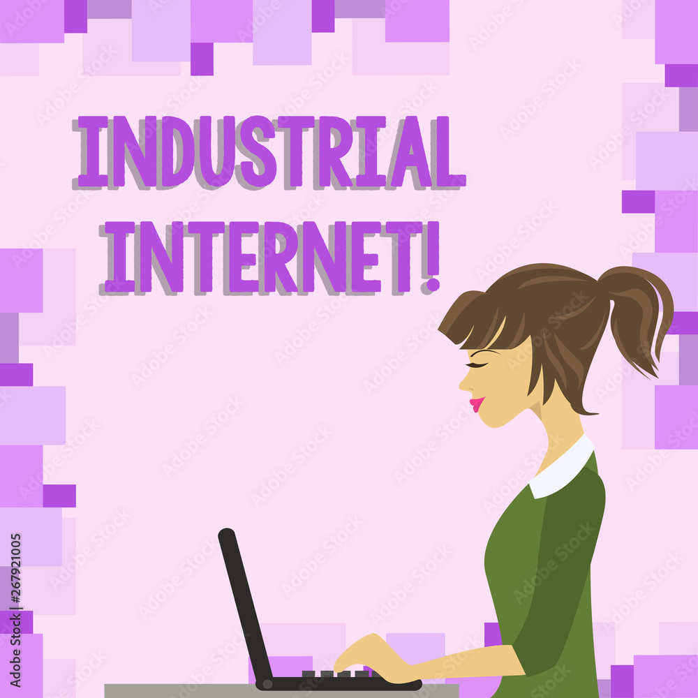 Word writing text Industrial Internet. Business photo showcasing use of the internet of things in industrial sectors photo of Young Busy Woman Sitting Side View and Working on her Laptop Word writing text Industrial Internet. Business photo showcasing use of the internet of things in industrial sectors photo of Young Busy Woman Sitting Side View and Working on her Laptop