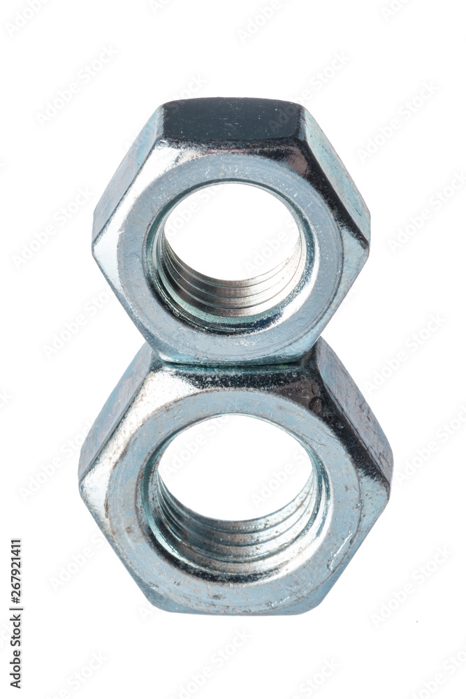 Metal nuts isolated on white background Metal nuts isolated on white background