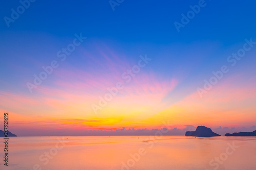 Beautiful sunrise over the sea at Prachuap Khiri Khan Province , southern of Thailand