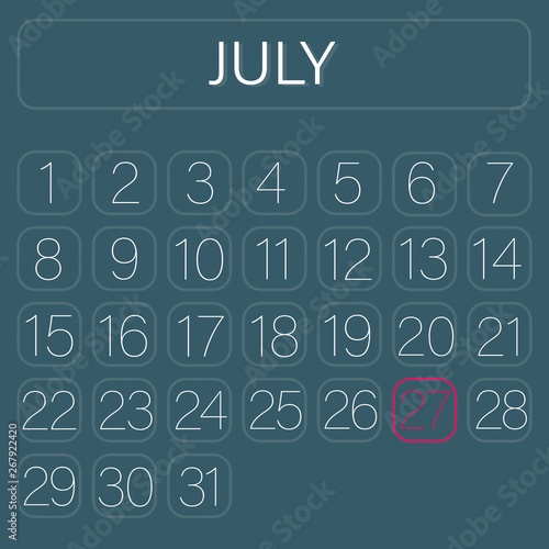 Green Calendar Page July 27