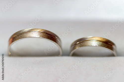 Wedding rings showing detail and texture. 