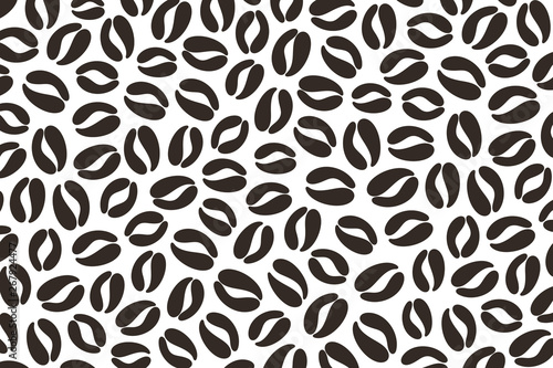 Black coffee beans. Pattern. Isolated coffee beans on white background 