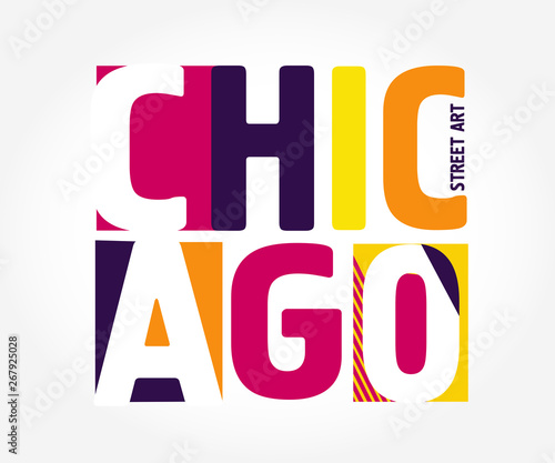 Cute city lettering label print art poster - Chicago