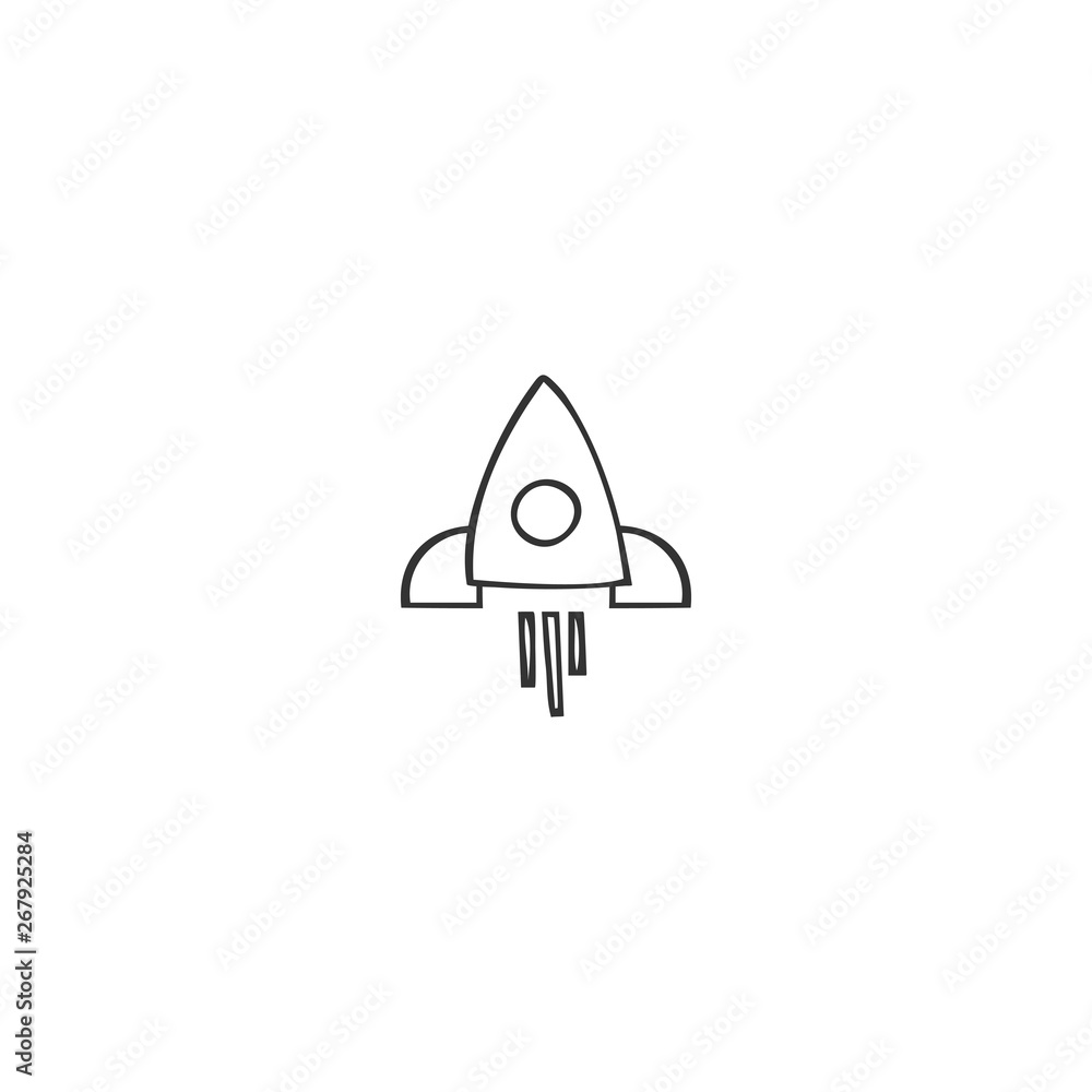 Vector hand drawn icon. A rocket, symbol of creativity. Vector hand drawn icon. A rocket, symbol of creativity.